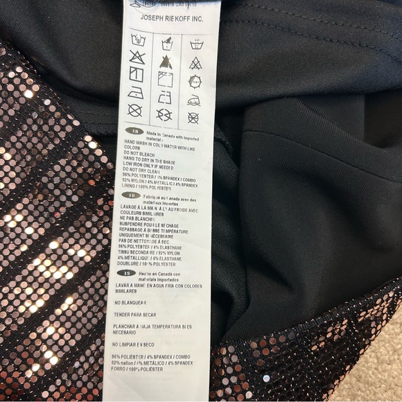 Joseph Ribkoff black V-neck sheath dress metallic Rose Gold sequin accents 6 NWT - Picture 14 of 15